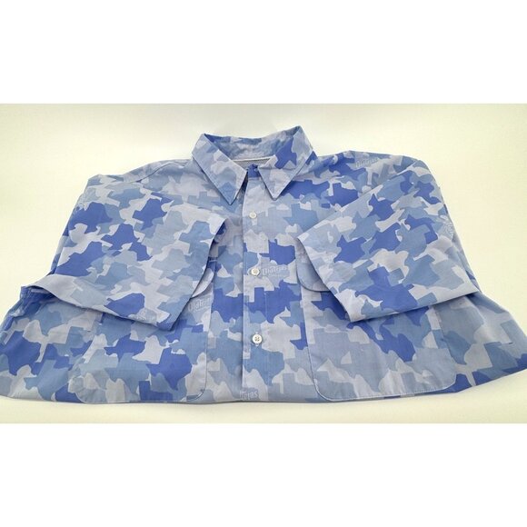 Old Tejas Camouflage Mens Short Sleeve Shirt XL Gulf Blue Texas Fishing Camo - Picture 10 of 11